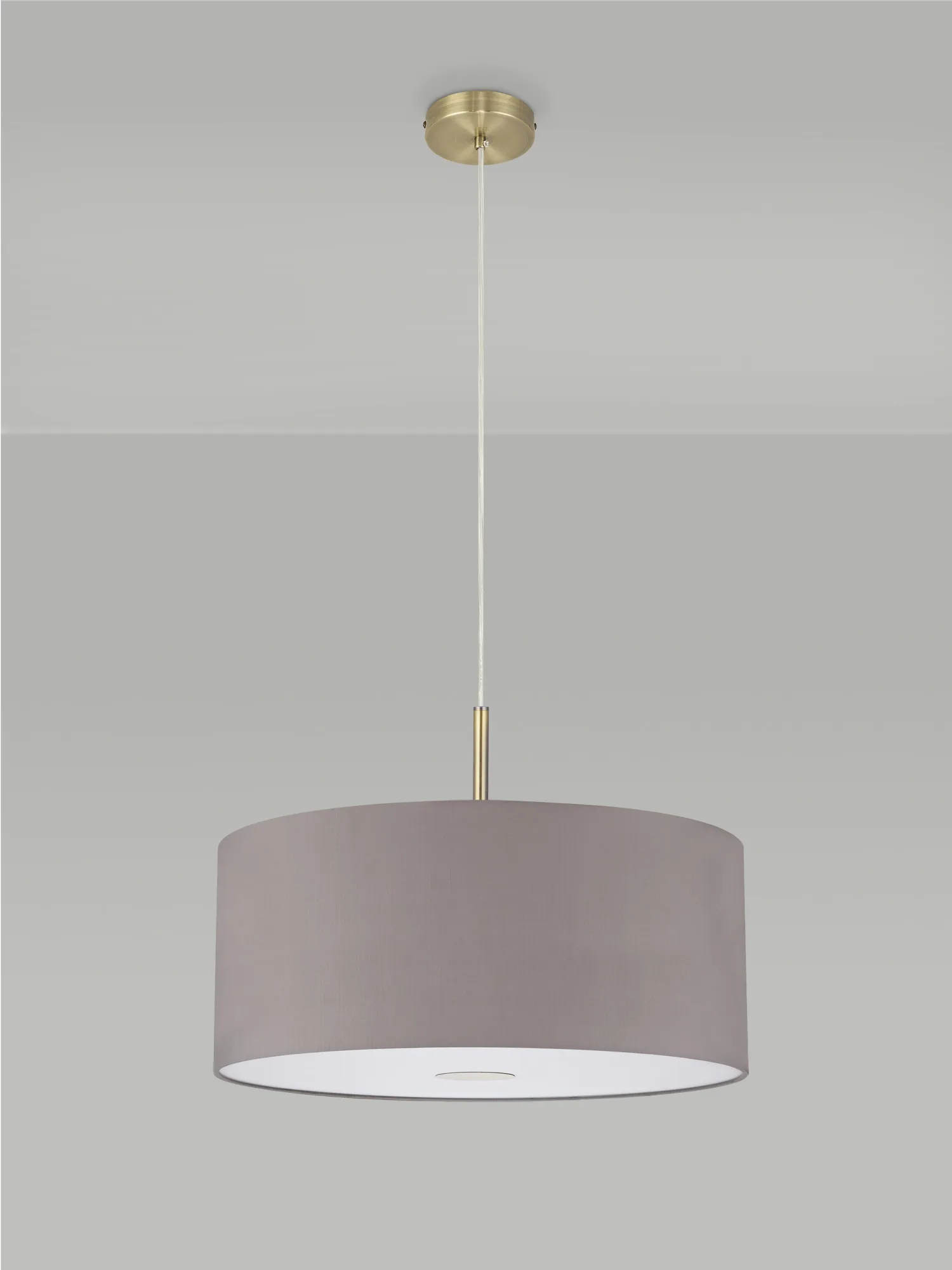 Baymont 50cm Pendant 1 Light Antique Brass, Grey, Frosted Diffuser DK0230  Deco Baymont AB GR